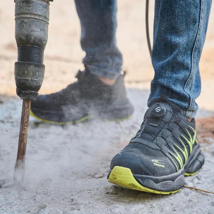 Черевики робочі чоловічі легкі, захисні черевики зі сталевим підноском, жіночі, дихаючі, зручні, широка колодка, гумова підошва, зелені, 43.5 EU