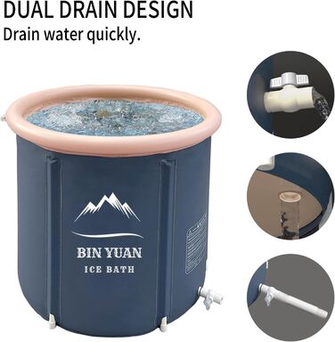 Надувна складана ванна 75x75 см для еко-відпочинку: ванна для льодяного душу, SPA, сауни та відпочинку на природі