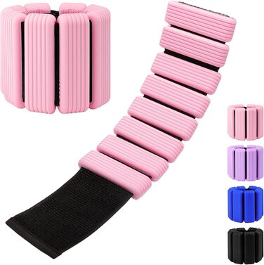 Ваги для ніг та рук, регульовані | Комплект 2 шт (1 кг пара, 0,5 кг кожний) | Силіконові ваги на зап'ястя для жінок | Йога, Пілатес, танець, балет, біг, плавання, кардіо (Рожевий)
