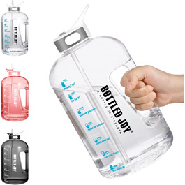 Пляшка для води Acxilexy 3.5 л з трубочкою, BPA-free, спортивна, з часовими мітками, герметична, пластикова, для фітнесу, офісу, дому, біла