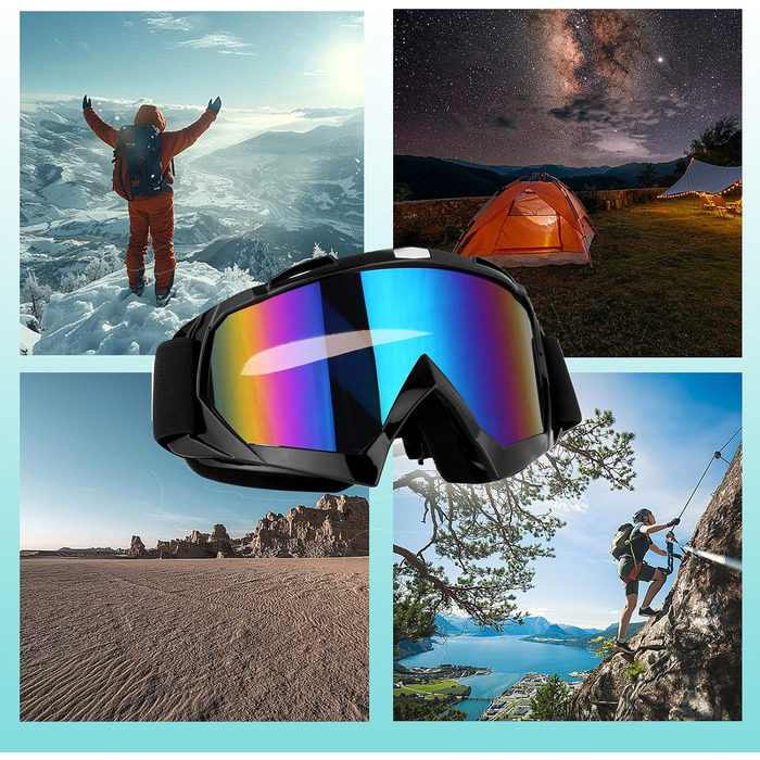 Універсальні захисні окуляри для лиж, сноуборду та мотокроссу (Ski & Motocross Goggles) з чохлом, сумісні з окулярами для зору