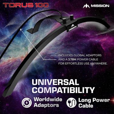 Світлодіодна система освітлення для дартсу Mission Darts TOR100 Torus 100, портативна, складна, чорна, піскоструминна обробка