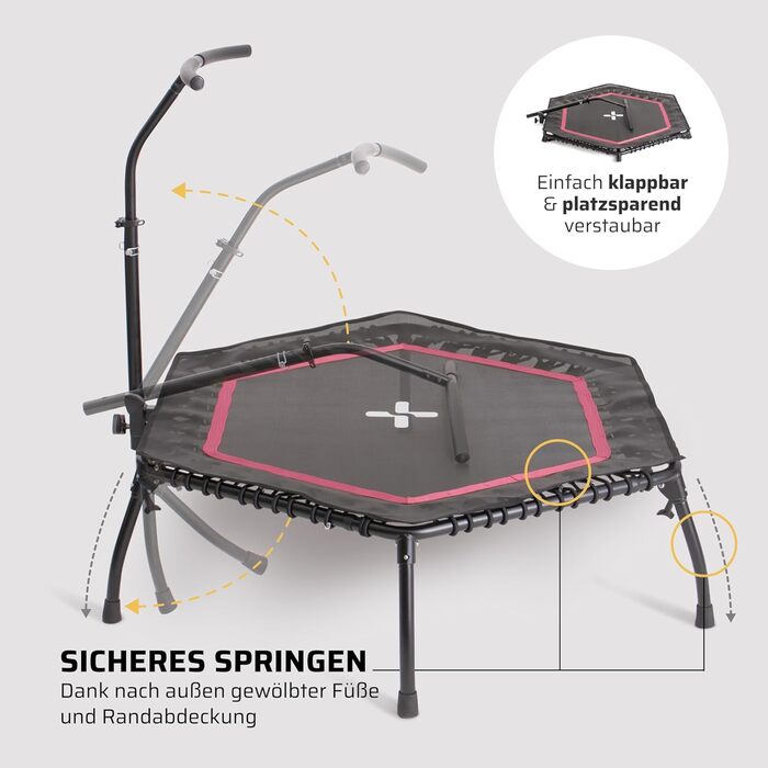 Трамплін для фітнесу SportPlus з тихим гумовим пружинним механізмом, до 130 кг, червоний, складаний