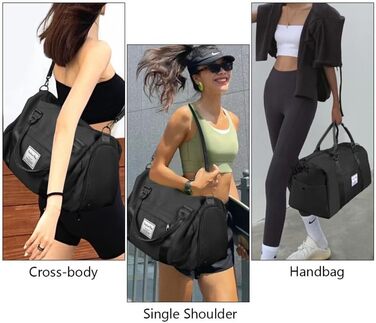 Спортивна сумка Flintronic, дорожня сумка, сумка-мішок з відділенням для взуття та мокрих речей, водонепроникна, для подорожей та спорту, чорна