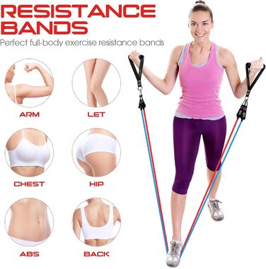RENRANRING Резистентні еластичні стрічки для фітнесу, 150 lbs, набір з ручками та ременями для ніг, для тренування м'язів, формування тіла, фізіотерапії, кольори: рожевий, блакитний, сірий, чорний