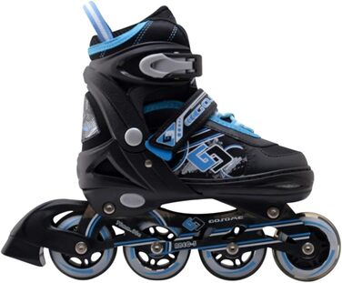 Інлайнери Tante Tina Pro для дітей - дитячі ролики-інлайнери з підсвічуванням, регульовані на 4 розміри, 4 кольори (чорний/зелений, чорний/синій, L (38-41))