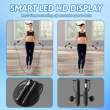 Скакалка TOGETDREAM з лічильником, регульований, з підшипниками та неслизькими ручками. Ідеально для фітнесу, боксу, чоловіків, жінок та дітей.