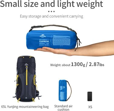 Naturehike Ultraleichte Isomatte - Надувна килимок для кемпінгу та подорожей, 6.5 см, блакитний, двошаровий