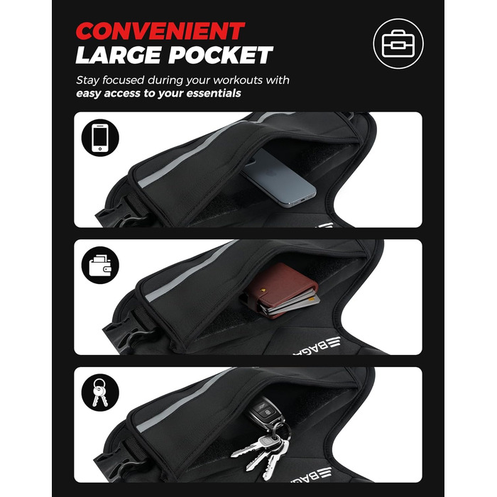 Вага для тренувань BAGAIL: регульована жилетка з відстібними вагами, 1.8-4.5 кг, чорна