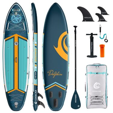 SUP дошка COOLCAA 355 см (Extra Large) надувна, з аксесуарами та сумкою для перенесення, вантажопідйомність 222 кг, для дорослих, для фішингу