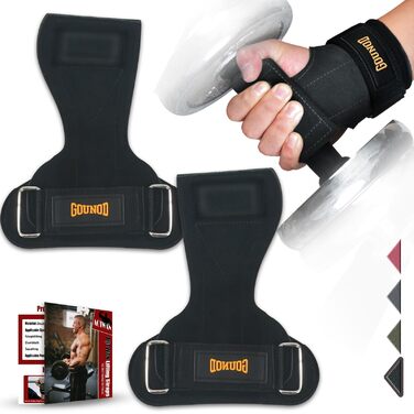 Підтримуючі ремені для тяги AOTWAN з двошарової шкіри, для бодібілдингу та фітнесу, захист зап'ястя, тренувальні ремені для жінок та чоловіків, чорний