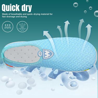 Взуття для плавання та водних видів спорту WateLves: чоловіче та жіноче, швидковисихаюче, для пляжу та серфінгу (блакитний, 41 EU)