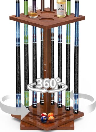 Підставка для кия для більяру, 360° обертання, стійка для кия, полиця для 8 київ, міцна дерев'яна підставка для більярдного аксесуару
