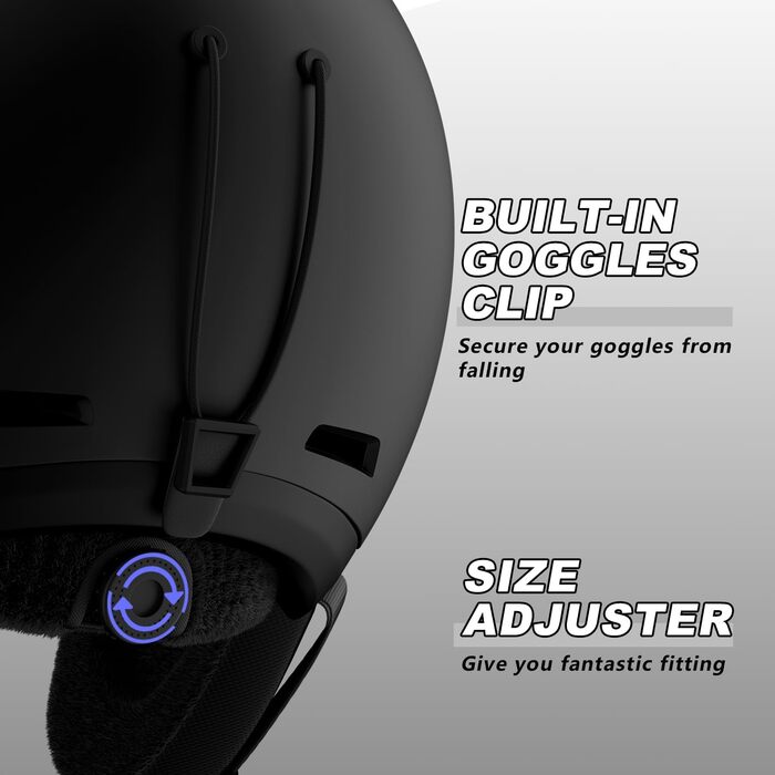 Шолом для сноуборду та гірських лиж, чорний, унісекс, з вентиляцією та знімними навушниками