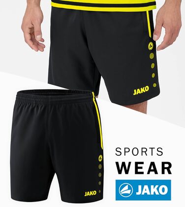 Шорти спортивні чоловічі JAKO Copetition 2.0 (152, чорний/неоновий жовтий)