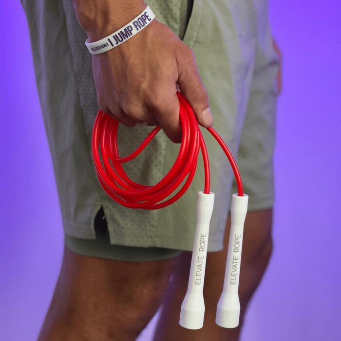 Стрибкове канат Elevate Speed Rope MAX - професійний, з міцного PVC, з нейлонового сердечника, 5 мм, довжина до 3 метри, з червоними ручками
