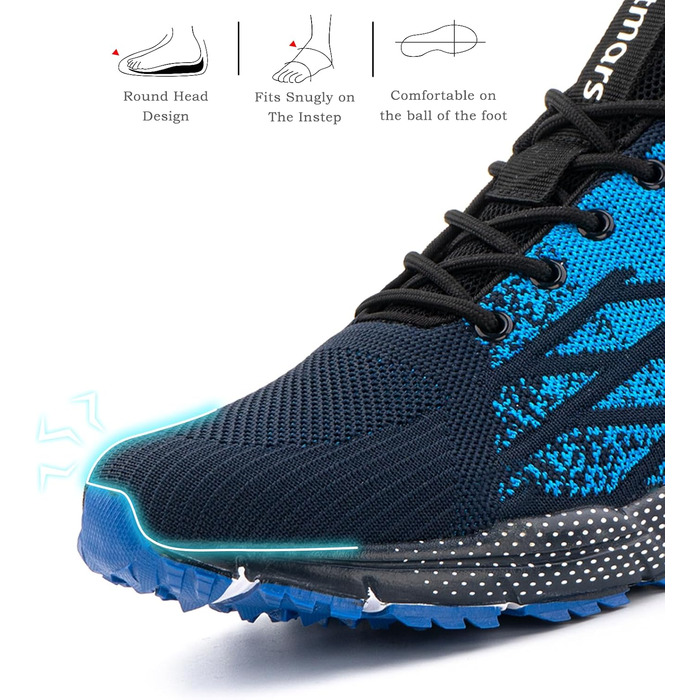 Hitmars Кросівки для чоловіків та жінок. Спортивні, для бігу та занять спортом. Чорний колір, розміри 36-48 EU (37 EU, блакитні)