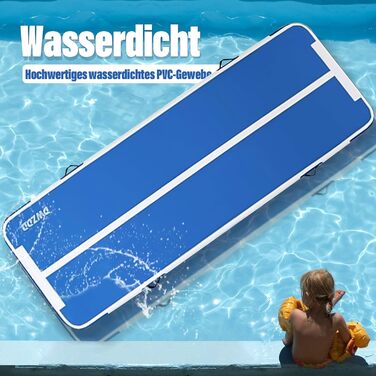 Мата для гімнастики Dwzdd Air Matte Track - 3/4/5/6 м, 600x100x10 см. Для дітей, дому, фітнес-залу, тренувань, чирлідингу. Біло-рожевий/Блакитний колір