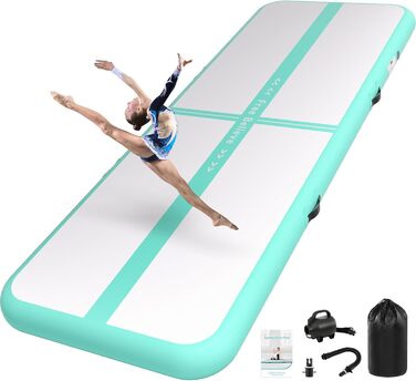 Мата Airtrack Matte для гімнастики, йоги та тренувань: довжина 2/3/4/5/6м, товщина 10/15см, з електричним насосом 600W, зелена