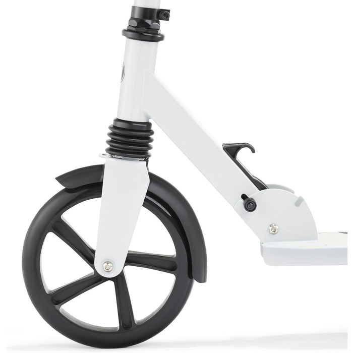 Самокат дитячий та підлітковий HyperMotion Vibe білий з лисячим малюнком, алюмінієвий, складний, до 100 кг, колеса 200 мм, ABEC-7