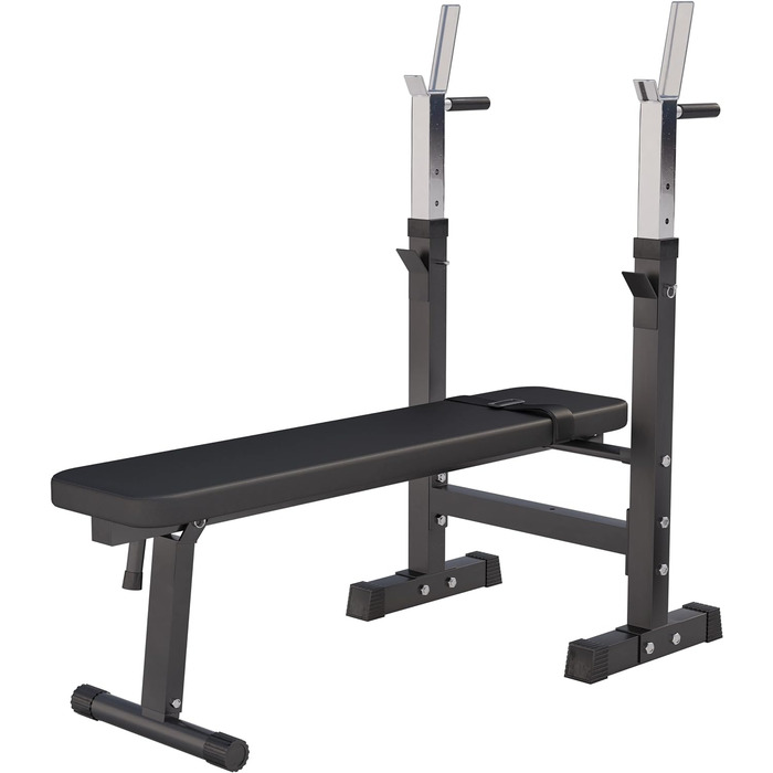 GORILLA SPORTS® Лава для жиму з підставкою, багатофункціональна, регульована висота і кут нахилу, складана, до 200 кг, чорна або біла – тренувальна лава для жиму, фітнесу, пресу