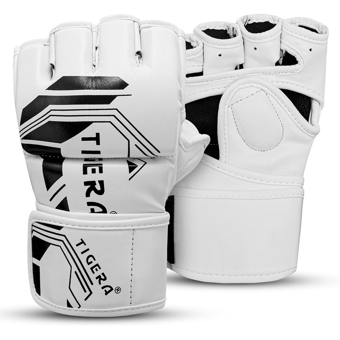 Рукавички для MMA TIGERA: бокс, кікбоксинг, муай-тай, спаринги (S/M, білі)