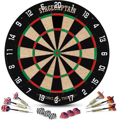 Дартборд Stagecaptain DBS-1715C Bullseye Champion з дротами – професійна стілдардс-дошка з сизалю з 6 дротиками та 4 наборами хвостовиків