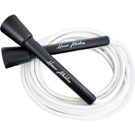Стрибкове канат HONOR ATHLETICS - Ідеальний для Double Unders, боксу, MMA - Регульована довжина до 3 метрів - Для фітнесу (білий канат з чорною ручкою)