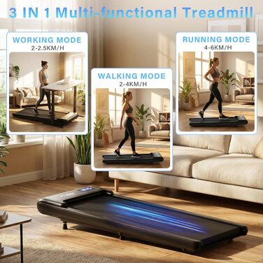 Компактна доріжка для ходьби TODO Walking Pad з нахилом для дому та офісу, швидкість 1–6 км/год, срібляста