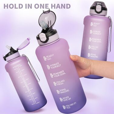 DEARRAY Tritan пляшка для води 2 л з трубочкою і часовою міткою, BPA-free, велика спортивна пляшка для фітнесу та залу