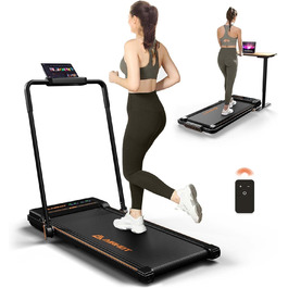 Доріжка для ходьби Walking Pad 2.5 к.с., тиха, з пультом та LED-дисплеєм, компактна бігова доріжка для дому та офісу, чорна з поручнем