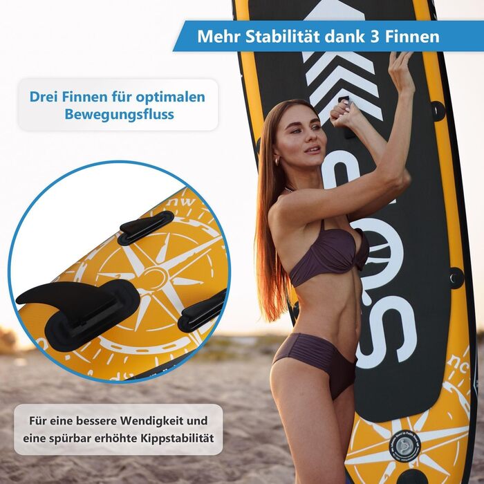 Надувний SUP Board 24MOVE® з аксесуарами: для йоги, серфінгу, дітей та дорослих, 366x80см, помаранчевий