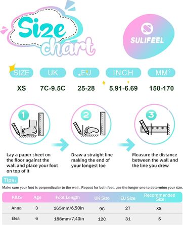 Дитячі ролики SULIFEEL з підсвічуванням для дівчаток та хлопчиків, регульовані, баланс, для початківців, розмір S (29-32 EU)