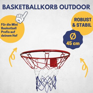Баскетбольний щит Best Sporting для вулиці, настінний, діаметр 45 см, з сіткою, для дітей та дорослих, для двору і саду