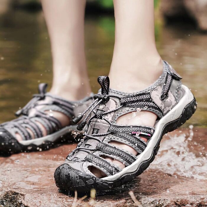 Чоловічі та жіночі шкіряні сандалії: пляжні, трекінгові, для активного відпочинку, літні, пішохідні. Розміри 36-46 (EU 40, сірий 3)