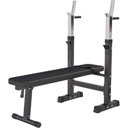 GORILLA SPORTS® Лава для жиму з підставкою, багатофункціональна, регульована висота і кут нахилу, складана, до 200 кг, чорна або біла – тренувальна лава для жиму, фітнесу, пресу