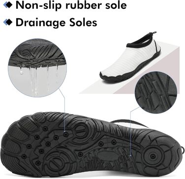 Чоловічі та жіночі аквашузи Mishansha для плавання та відпочинку на пляжі, чорні (46 EU, білі)