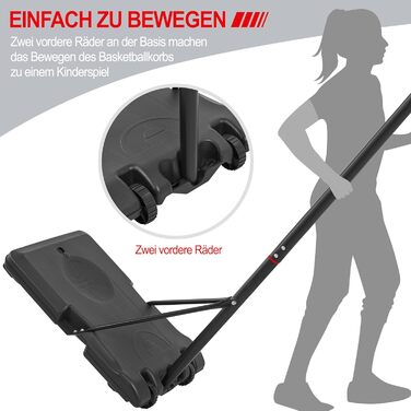 Баскетбольне кільце Yaheetech з регульованою висотою на стійці з колесами для вулиці та приміщення (76,5x56,5x249 см)