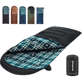 Сплячий мішок KingCamp для дорослих, для холодної погоди, великий XL, з фланелі, з компресійним мішком, водонепроникний, чорний, 230x90 см