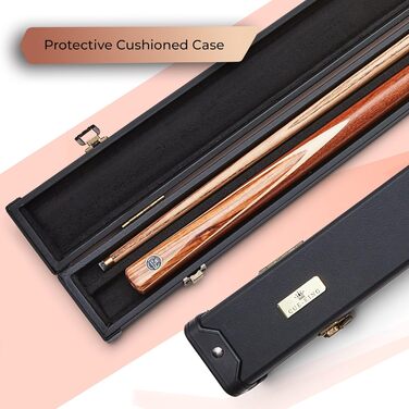 Cue-King Premier 400: Більярдний кий преміум-класу, ручної роботи, 144.8 см, 510 г, 3/4 з чохлом, з деревом Zebra, Hardcase, подовжувач, мікрофібровий рушник для кия, снукерний/пульний кий