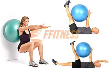 Фітнес-м'яч для вагітних FFitness 95 см, антивибуховий, для гімнастики, пресу, силових та кардіо вправ, синій