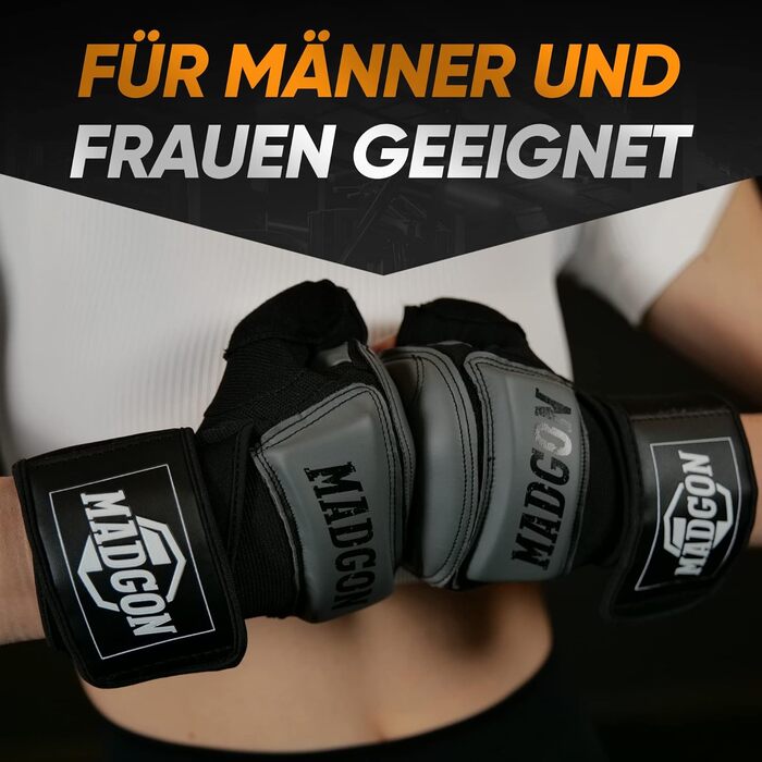Професійні MMA рукавички MADGON L чорні/білі для боксу, тренувань, бойових мистецтв