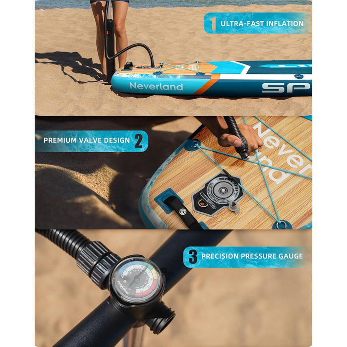 Надувне SUP-борд для дорослих, 204 кг, з сумкою та веслом, блакитний