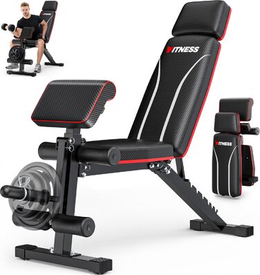 Регульована складана лава для тренувань з гантелями, 363 кг, з підставкою для ніг, упором для преса та подовженою спинкою, багатофункціональний фітнес-обладнання для дому