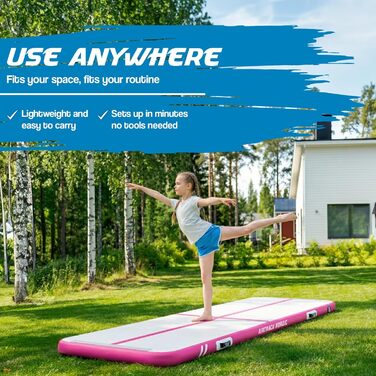 Гімнастичний надувний мат AirTrack Nordic Home 3м для гімнастики, йоги та фітнесу з електричним насосом та сумкою, фіолетовий