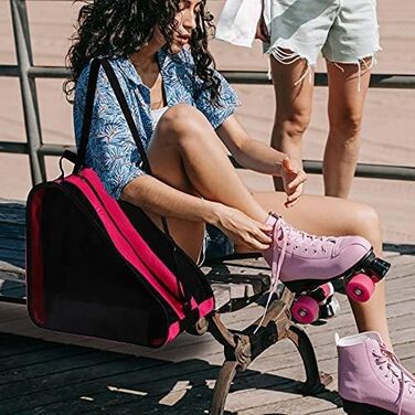 Сумка для роликових ковзанів, ролерів, унісекс, з регульованим плечовим ременем, рожева