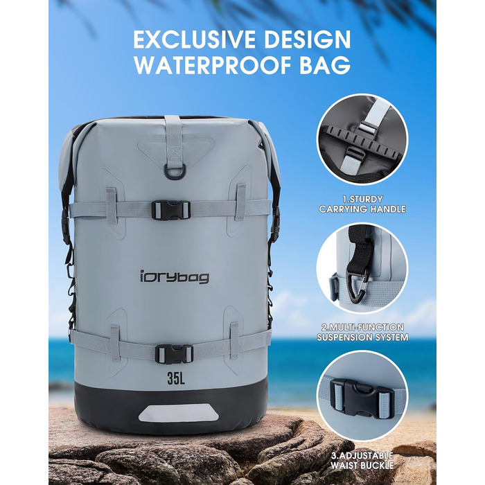Водонепроникний рюкзак IDRYBAG 55L/35L для подорожей, каякінгу, SUP та плавання