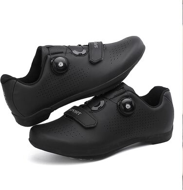 Велосипедні черевики для чоловіків та жінок, для шосе та гірського велосипеда з гумовою підошвою, дихаючі кросівки, не блокуючі велосипедні черевики MTB, чорний (38 EU)