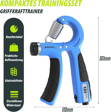 Набір для тренування зап'ястя 2 шт. (5-60 кг), тренажер для рук, для спортсменів та відновлення, FC0101 (Блакитний)