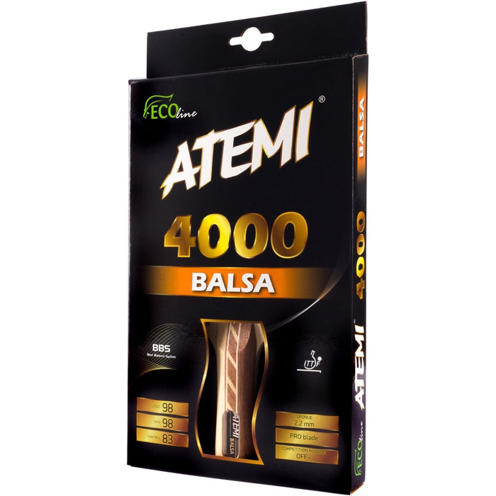 Настільний тенісний ракетка Atemi 4000 з бальзового дерева, професійна, 5-шарова, для атакуючої гри, з турнірною гумою, для початківців і професіоналів, підвищений контроль, швидкість і обертання, ручка конкав
